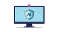 Vector art of artificial intelligence security concept a computer monitor displaying a shield with ai, , representing data Royalty Free Stock Photo