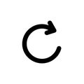 Vector art of black circular arrow icon symbolizing refresh, reload, repeat, and update actions for user interface design Royalty Free Stock Photo
