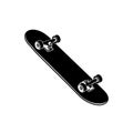 Vector art of a black skateboard with trucks and wheels, ready for a ride Royalty Free Stock Photo