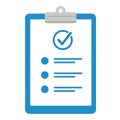 Vector art of blue clipboard with a checklist and checkmark, symbolizing task management, organization, and completion Royalty Free Stock Photo