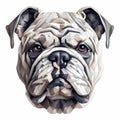 Abstract Bulldog Head Vector In Illusory Hyperrealism Style