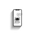 Vector art of a chatbot on a smartphone screen, showcasing the integration of ai and technology in mobile communication Royalty Free Stock Photo