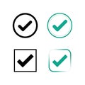Vector art of check mark icon set tick symbol in various styles approval, acceptance, and confirmation sign vector illustration Royalty Free Stock Photo