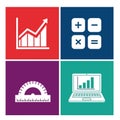 Vector art of a collage of mathematical and analytical icons, representing data analysis, calculation, and geometric measurement Royalty Free Stock Photo