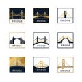 Vector art of collection of bridge logos in various styles Royalty Free Stock Photo