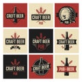 Vector art of collection of craft beer logos featuring wheat, barrels, and bottles, each design unique and eyecatching, perfect Royalty Free Stock Photo