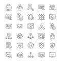 Vector art of collection of database and networking icons, depicting various aspects of data management and network infrastructure Royalty Free Stock Photo