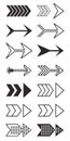 Vector art of collection of diverse arrow designs, each pointing forward with unique styles and characteristics Royalty Free Stock Photo