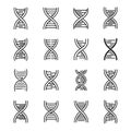Vector art of collection of dna helix designs, , representing genetic code, heredity, and the building blocks of life in Royalty Free Stock Photo