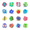 Vector art of collection of educational icons, representing various subjects, tools, and concepts related to learning and Royalty Free Stock Photo