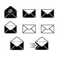 Vector art of a collection of email envelope icons, , representing communication, messaging, and digital correspondence in various Royalty Free Stock Photo