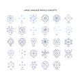 Vector art of collection of large language model concepts represented by abstract shapes and diagrams Royalty Free Stock Photo