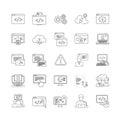 Vector art of collection of programming and web development icons, representing coding, software, and technology concepts Royalty Free Stock Photo