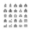 Vector art of collection of various building icons representing architecture and urban development Royalty Free Stock Photo