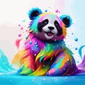 vector art of colorful panda . isolated in white background. Royalty Free Stock Photo