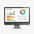 Vector art of a computer monitor displaying a dashboard with charts and graphs, representing data analysis and business Royalty Free Stock Photo