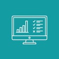 Vector art of computer screen with chart and checklist, showcasing data analysis and task management, ideal for business, Royalty Free Stock Photo