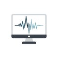 Vector art of computer screen displaying a waveform, representing data visualization and signal processing for scientific or Royalty Free Stock Photo