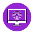 Vector art of computer screen with radar, representing technology, surveillance, security, and data analysis in a modern and sleek Royalty Free Stock Photo