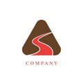 Vector art of creative road logo design featuring a winding red path within a brown triangle, symbolizing journey and direction Royalty Free Stock Photo