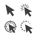Vector art of cursor icons set, featuring arrow, click, and target symbols for user interface and computer interaction design Royalty Free Stock Photo