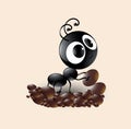 Vector art of cute black ant cartoon making house