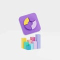 Vector art of 3d render of a pie chart on a square and a bar graph, representing data analysis and statistical visualization Royalty Free Stock Photo