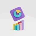 Vector art of 3d render of a pie chart on a square and a bar graph, representing data analysis and statistical visualization Royalty Free Stock Photo