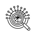 Vector art of data analysis icon representing the process of examining, cleaning, transforming, and modeling data to discover Royalty Free Stock Photo