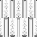 Vector art deco architecture inspired vertical geometric alternating columns and stacks of stylized rhombus flowers