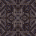 Vector art deco gold black seamless pattern. Geometric line vintage motif. Elegant, fancy luxury design for wallpaper Royalty Free Stock Photo