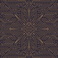 Vector art deco gold black seamless pattern. Geometric line vintage motif with sun, star, rays. Elegant, fancy luxury Royalty Free Stock Photo