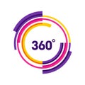 Vector art of 360 degree logo with colorful circles, representing completeness, innovation, and a holistic perspective in a Royalty Free Stock Photo