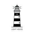 Vector art of detailed lighthouse beacon tower for maritime navigation with light house text Royalty Free Stock Photo