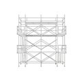 Vector art of detailed view of a complex scaffolding structure, showcasing its intricate metal framework and modular design for Royalty Free Stock Photo