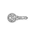 Vector art of digital key representing cybersecurity, encryption, and access control in a modern, minimalist design Royalty Free Stock Photo