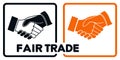 Vector art of fair trade logo featuring a handshake symbolizing ethical business practices Royalty Free Stock Photo