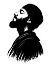 Bearded Man in Beanie Side Profile Silhouette Vector Art for Tattoo and Design Royalty Free Stock Photo