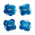 Vector art of four abstract aqua design elements with fluid shapes Royalty Free Stock Photo