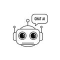 Vector art of a friendly chat ai robot with a speech bubble saying chat ai, symbolizing the future of communication and technology Royalty Free Stock Photo