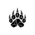Vector art of geometric bear paw, showcasing a stylized design with sharp claws and angular shapes, rendered in black, creating a Royalty Free Stock Photo