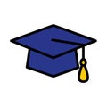Vector art of, the graduation cap symbolizes academic achievement, knowledge, and the successful completion of studies, marking a Royalty Free Stock Photo