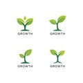 Vector art of growth logo collection featuring green sprouts and leaves symbolizing development and progress in a minimalist Royalty Free Stock Photo