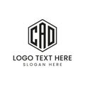 Vector art of hexagonal cad logo with bold letters and text placeholder Royalty Free Stock Photo