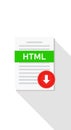 Vector art of html file download icon, representing web development and coding resources for creating websites and online Royalty Free Stock Photo