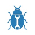 Vector art of icon of a bug with a wrench, symbolizing software debugging and maintenance, , representing technical problemsolving Royalty Free Stock Photo