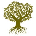 Vector art illustration of branchy tree with strong roots. Tree Royalty Free Stock Photo