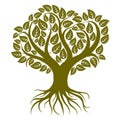 Vector art illustration of branchy tree with strong roots. Tree