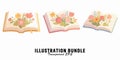 Vector art of illustration bundle of books with floral art Royalty Free Stock Photo
