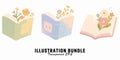 Vector art of illustration bundle of books with flowers Royalty Free Stock Photo